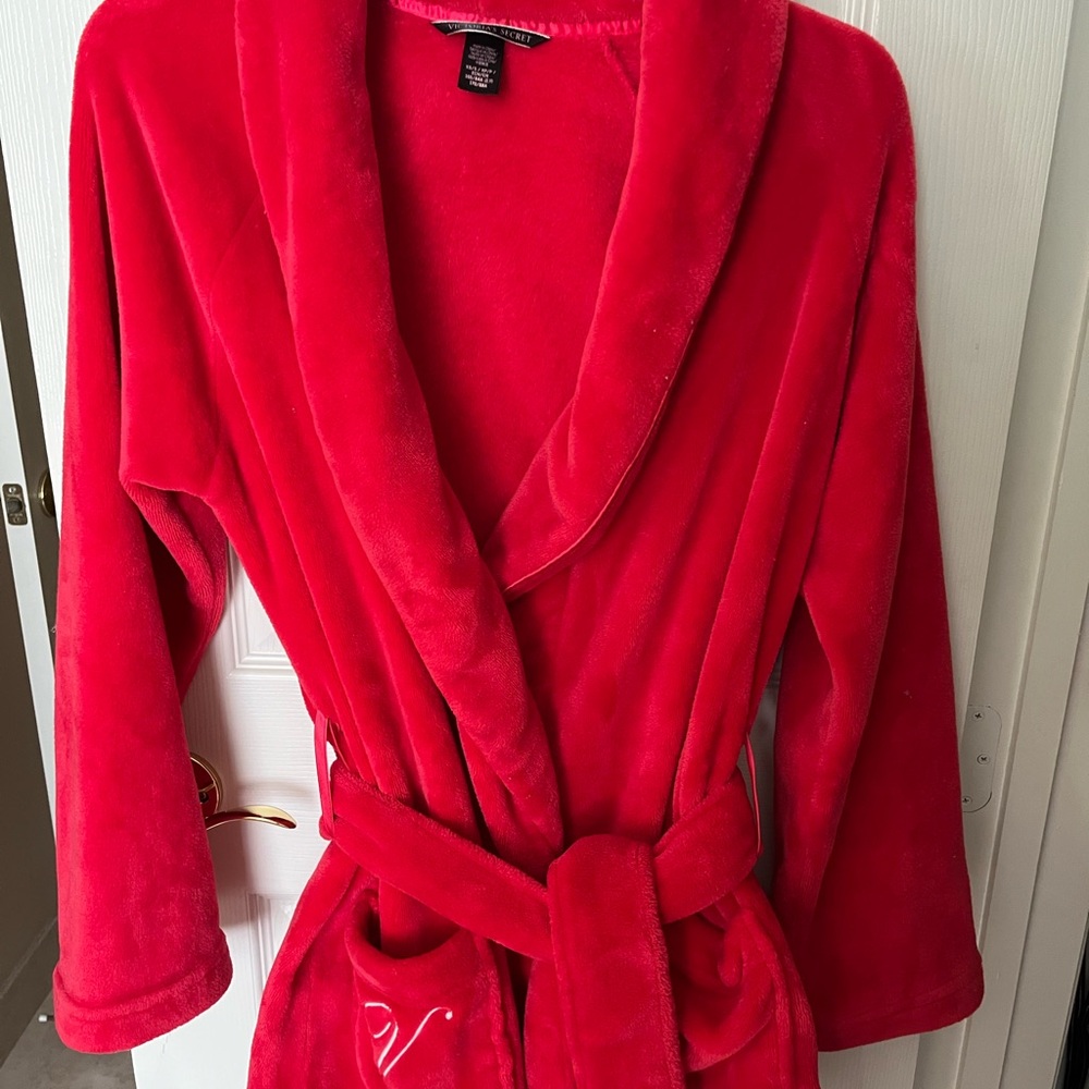 Victoria's Secret Short Cozy Robe Red XS/S